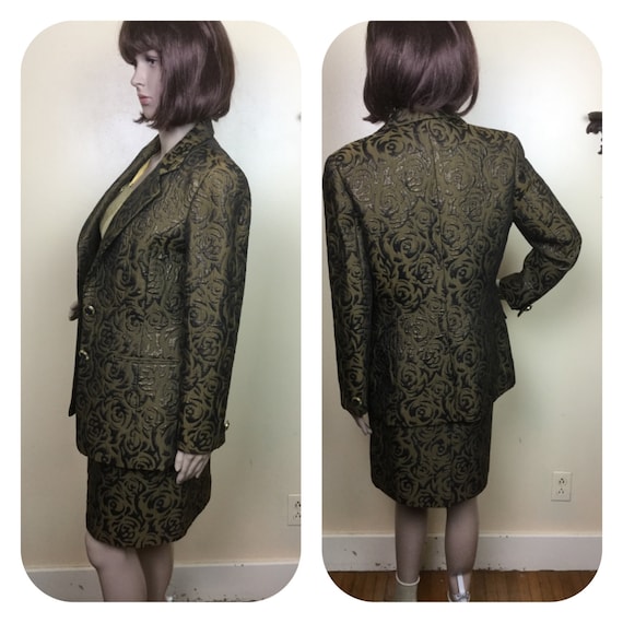 60s Brocade Suit , metallic Brocade Jacket & high