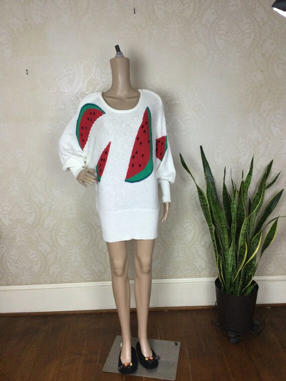 Vintage  90s Watermelon Sweater Dress, Oversize H… - image 9