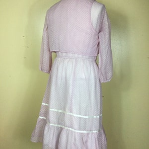 Vintage 70s lavender polka dot prairie dress , Sm M image 2