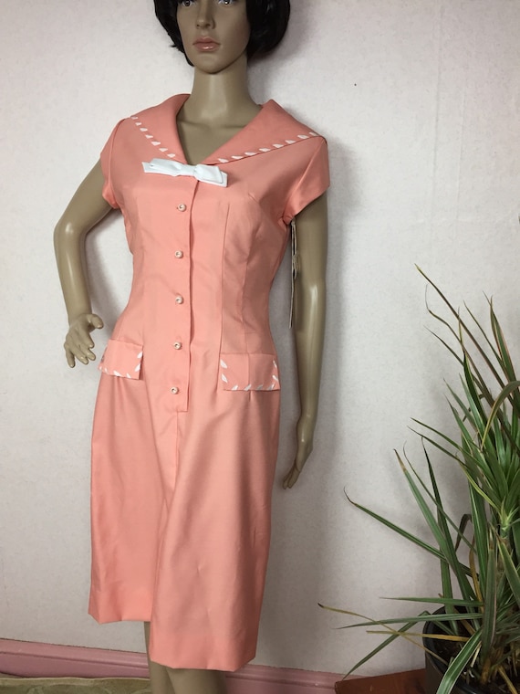 Vintage 60s  Sailor Dress, Blush MCM  Wiggle dress