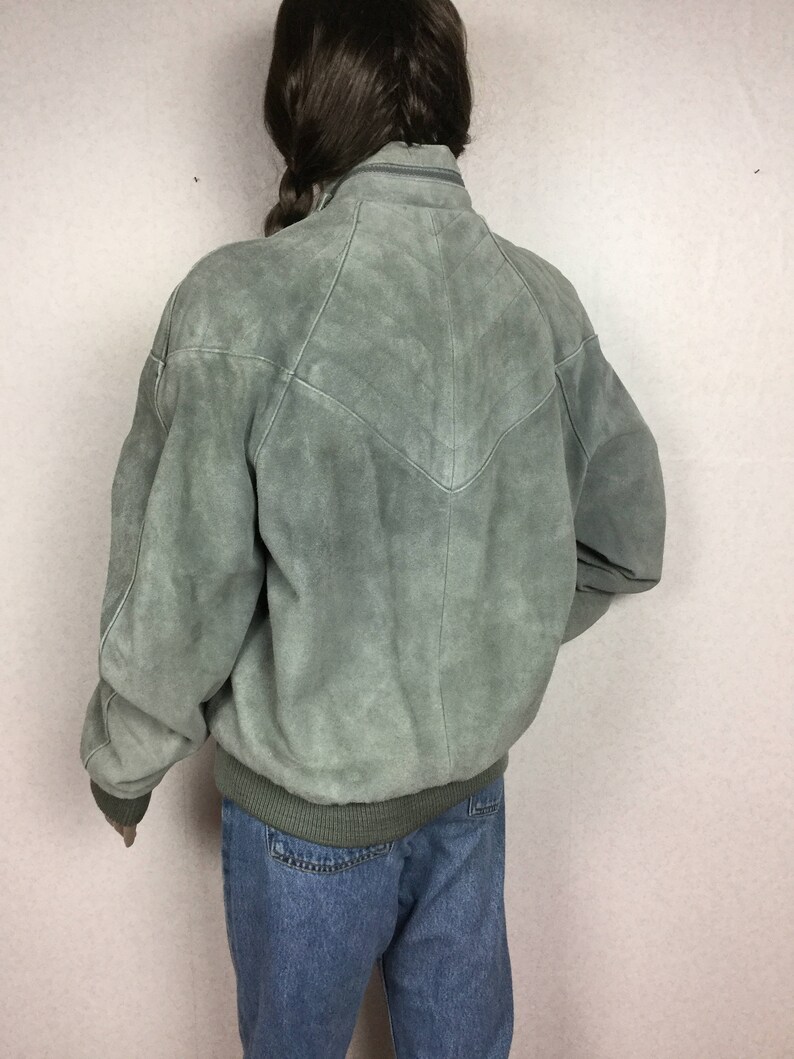 fur lined 70s bomber coat vintage 70s suede jacket gray suede bomber baseball jacket sm med
