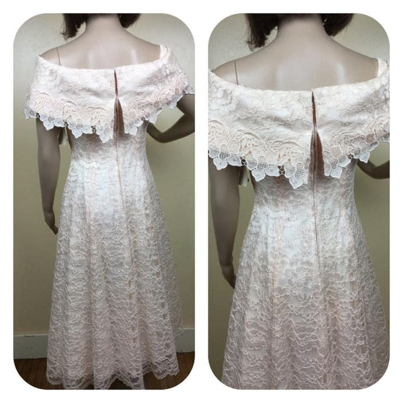 Vintage Chantilly Lace cocktail Dress, Blush Lace… - image 5