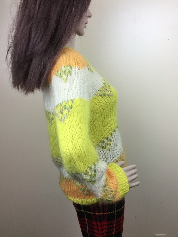 Vintage 50s  Mohair Sweater ITALY  pullover yello… - image 10