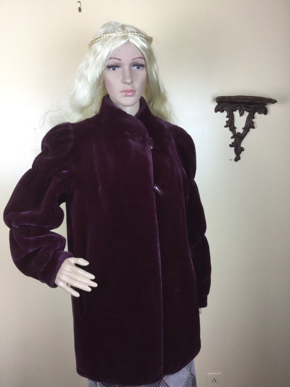 Vintage 70s Purple Faux Fur Coat,  purple fur coat