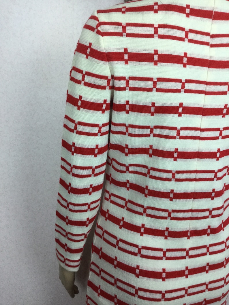 New Old Stock 1960s Mod Dress Vintage 70s Red /&White Italian Knit Dress MED