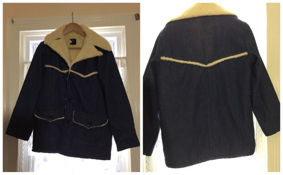 Vintage 70s SEARS Mens DENIM coat Sears shepra