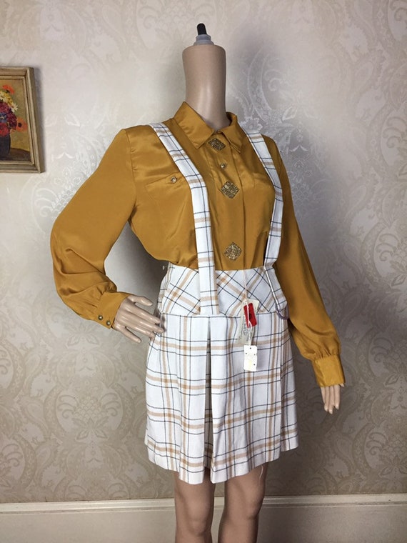 Vintage 70s pinafore jumper dress , Schoolgirl Out