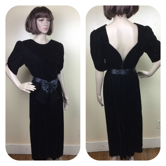 80s Black Velvet Dress,Cache Cocktail Dress , Film