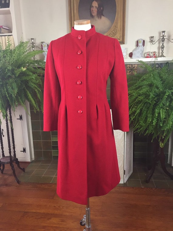 50s Red , 1950s Red wool Coat,60s Red CoAt, Gift f
