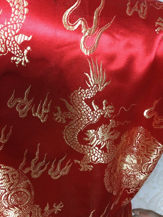 Vintage  Red & Gold cheongsam  Satin oriental asi… - image 10