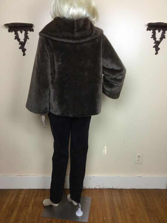 50s Fur  Jacket, Vintage 1950s Brown  Faux Mutton… - image 9