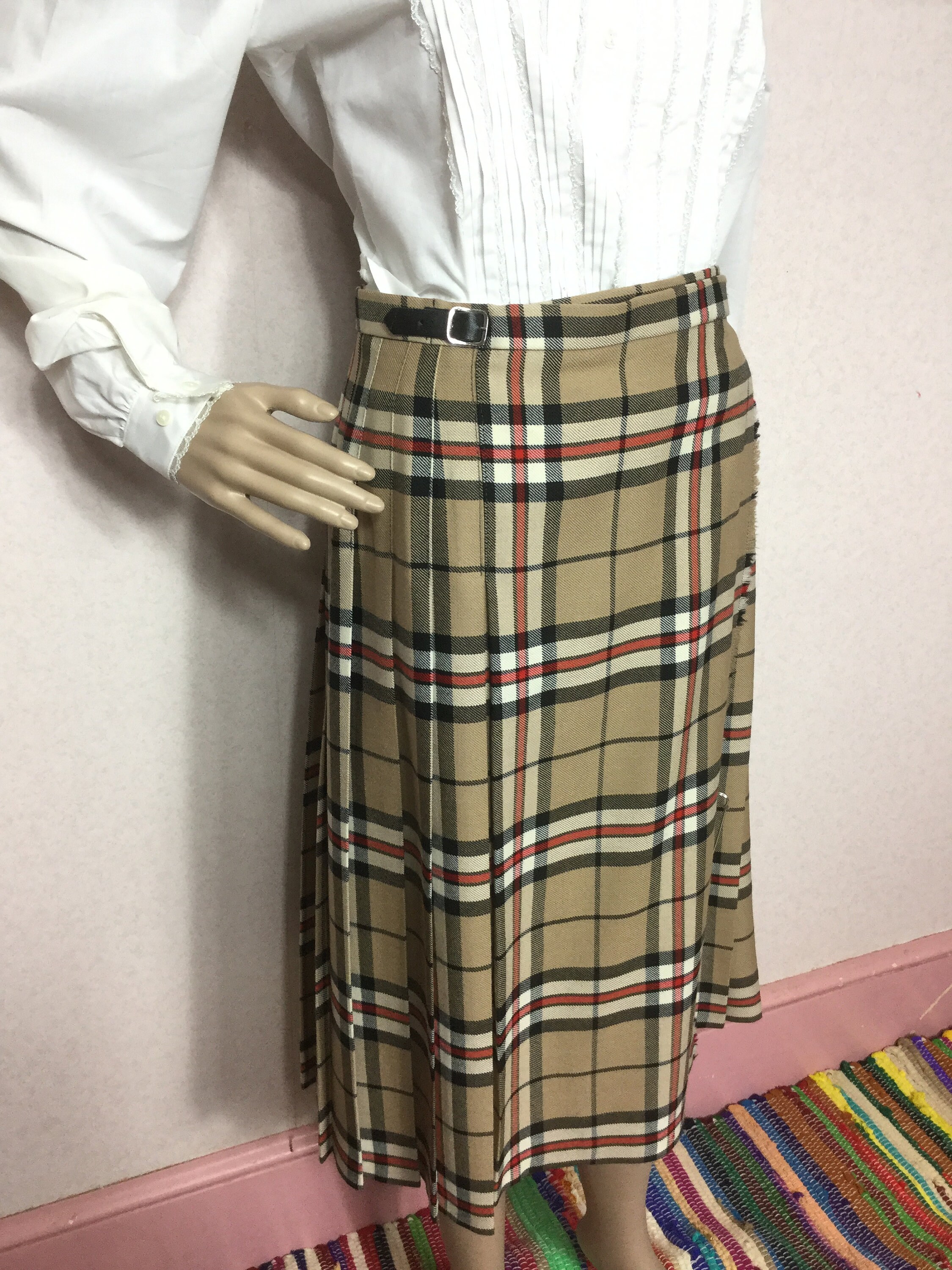 Burberry vintage check wool kilt hot sale