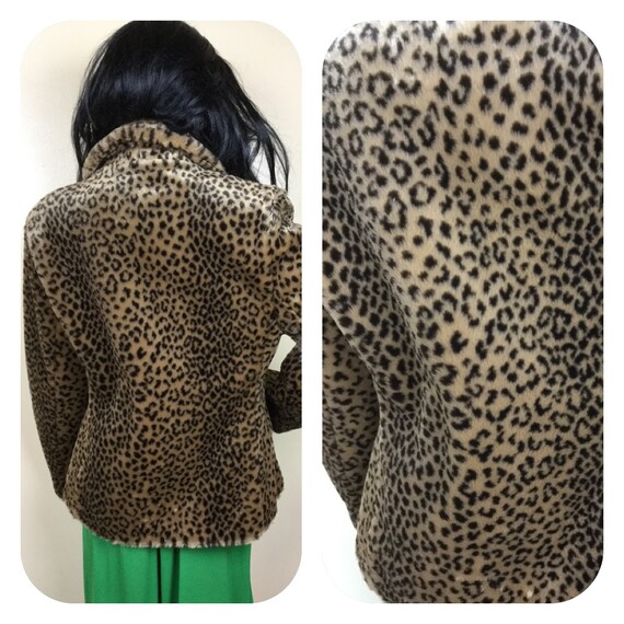 Vintage Faux Leopard Fur Jacket , SM - image 2