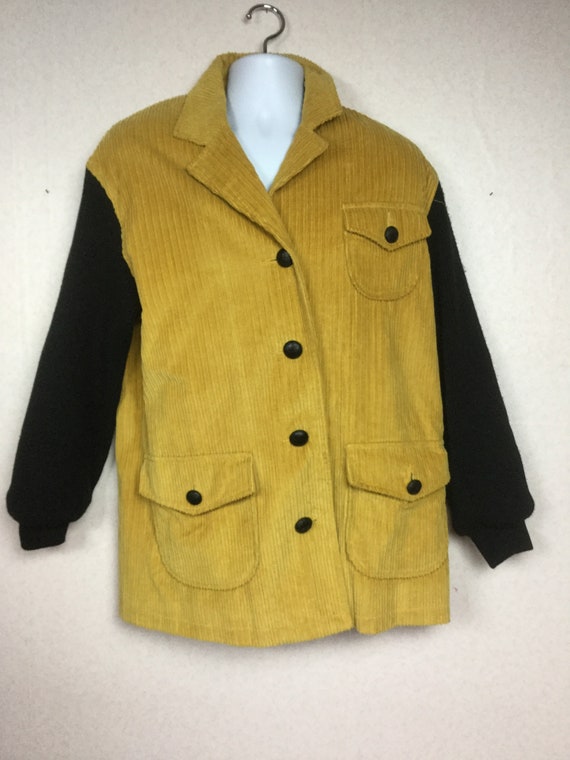 Vintage 60s Corduroy Coat , Mustard Yellow Corduro