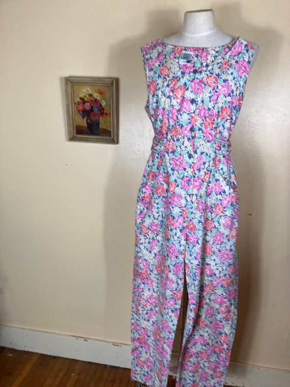 Vintage 1980s  Laura Ashley jumpsuit 80s Floral Ga