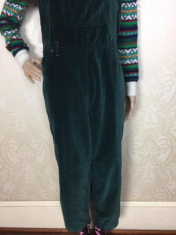 Vintage 90s Overalls , Green bib overalls, Sm , s… - image 5