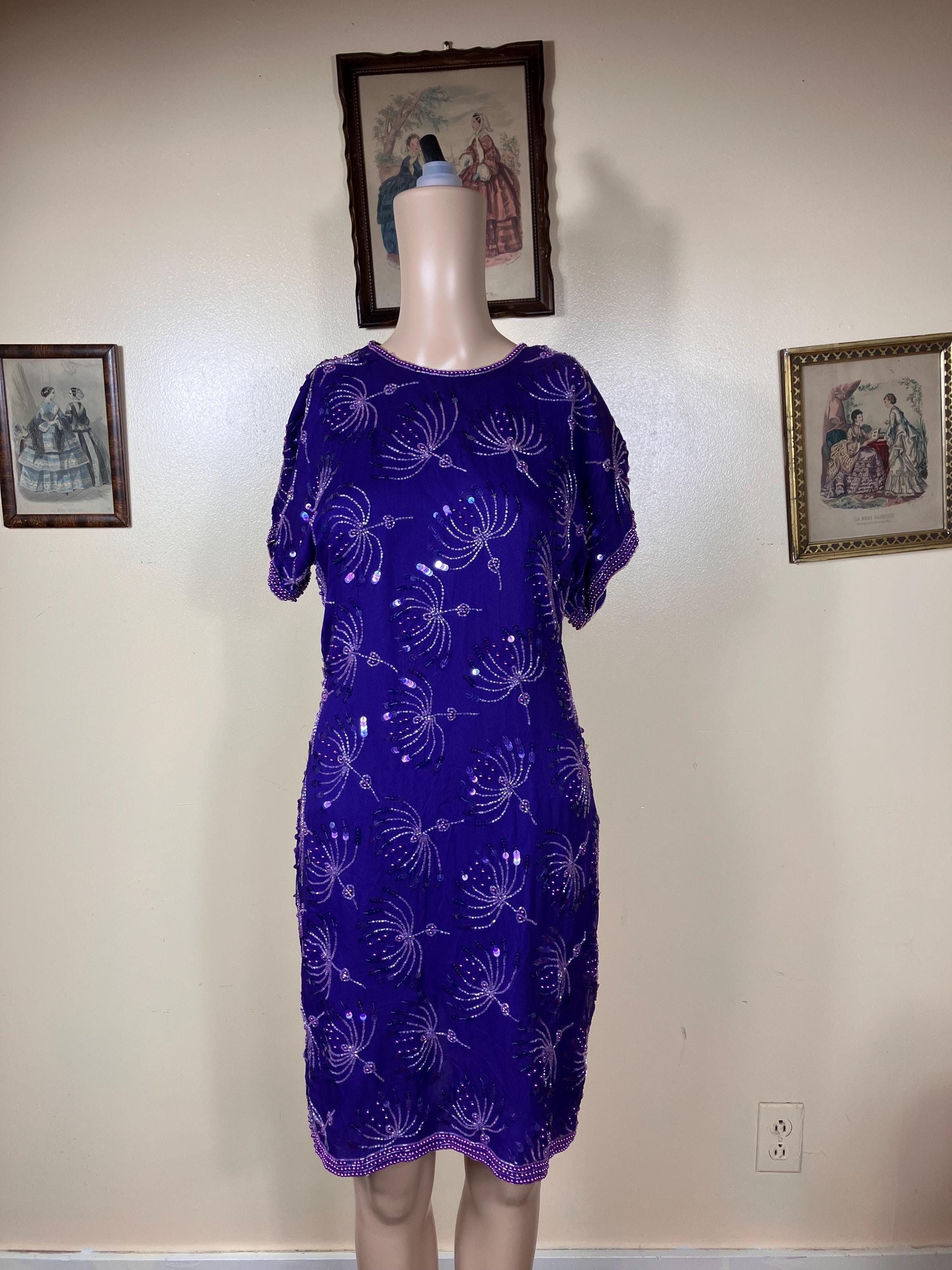 strapless open back dress Fringe Go-Go Dress in Oh La La purple – Canary In A Clothesmine main image 0