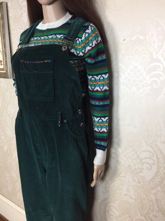 Vintage 90s Overalls , Green bib overalls, Sm , s… - image 9