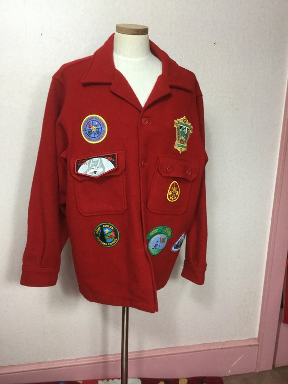 Vintage Red wool men’s Jacket Chore Boy Scout