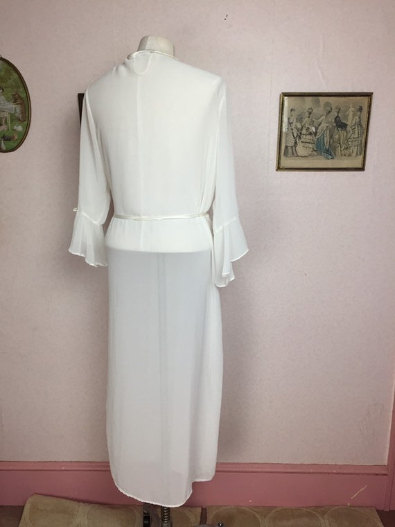 Vintage 80s Ivory sheer Peignoir  , 19 Ivory chif… - image 3