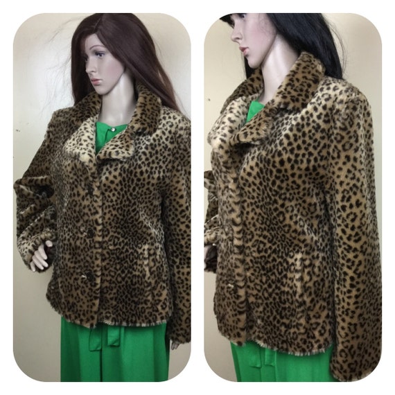 Vintage Faux Leopard Fur Jacket , SM - image 4