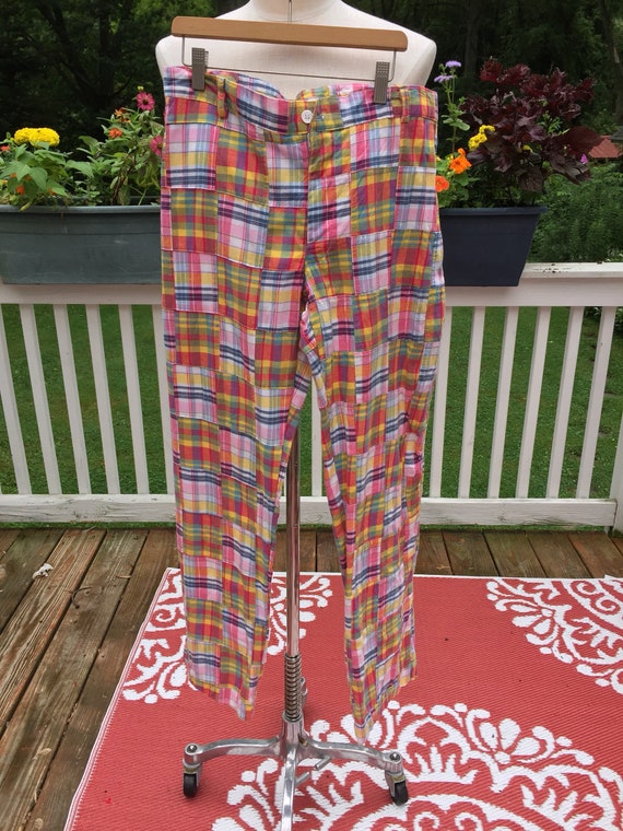 70s Patchwork BellBottoms, 1970s quilt square cot