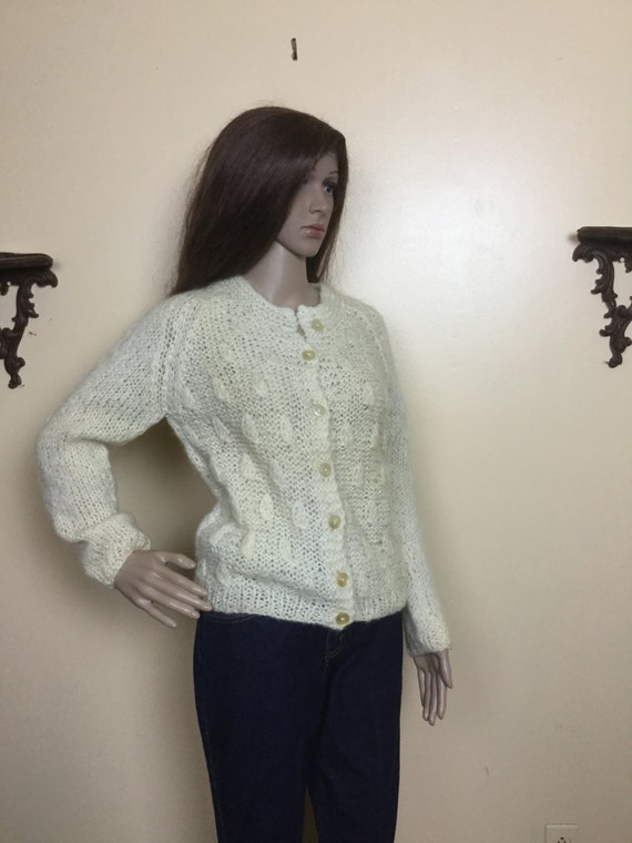 Vintage Italian Mohair  Cardigan Sweater,  Sm , h… - image 2