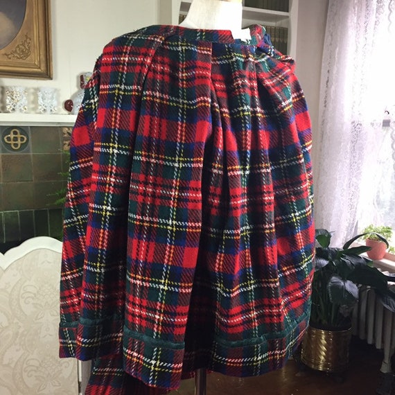 Vintage 50s Red Plaid Pendleton Skirt , Box Pleat… - image 10