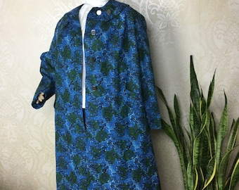 vtge 50s watercolor rayon swing coat fall  sm med lrge  women's