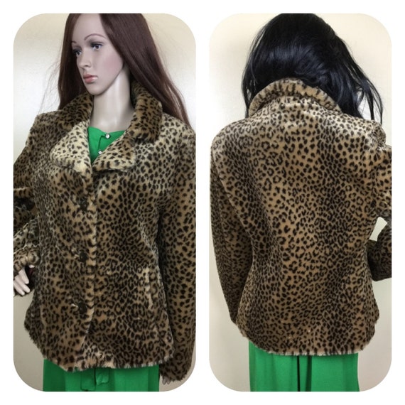 Vintage Faux Leopard Fur Jacket , SM - image 5