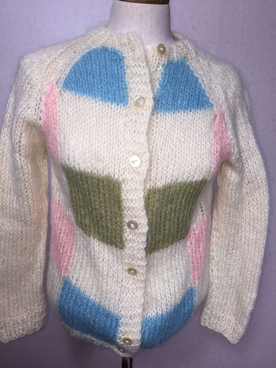 50s Italian Mohair Cardigan Sweater, Vintage Mo