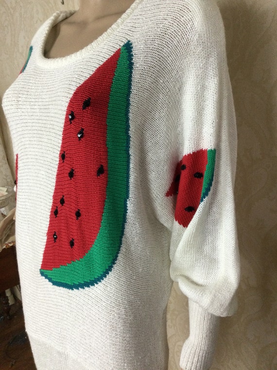 Vintage  90s Watermelon Sweater Dress, Oversize H… - image 3