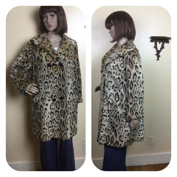 50S Coat / LEOPARD Faux Fur Coat, 50s faux fur co