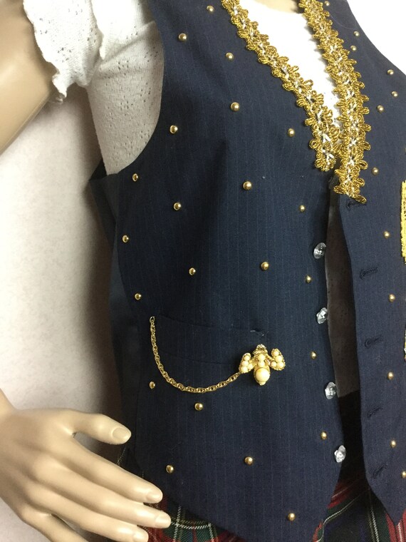 Gold watch Vest , Vintage 90s Menswear vest , Pin… - image 4