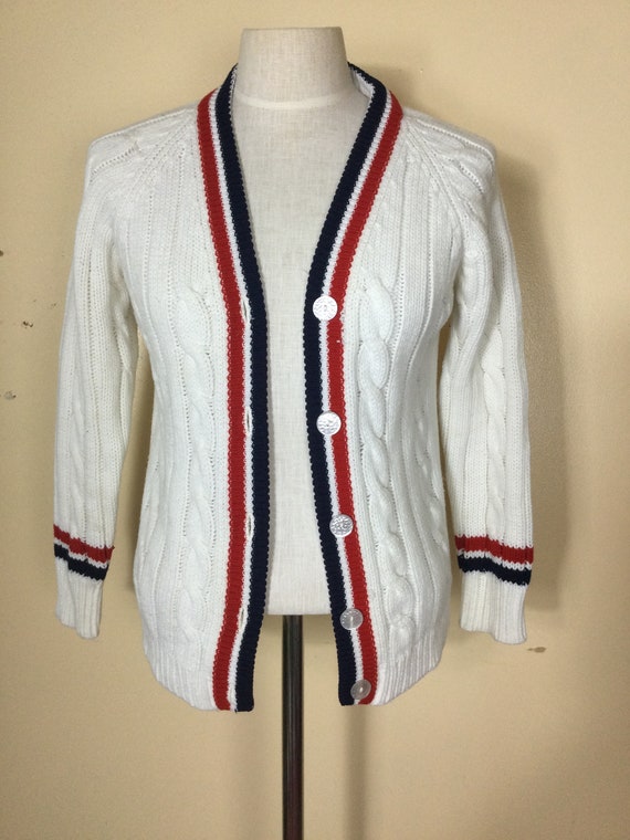 SALE vintage 60s tennis sweater preppy cardigan sw
