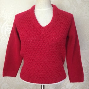 vintage 50s Sweater, 1950s  RED Orlon sweater ,vintage valentine’s gift for her, 50s pin up Pullover , Sweater Sm