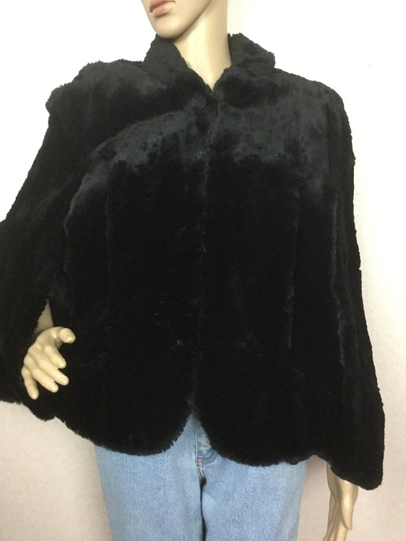 40s Fur cape ,Black Sheared Beaver Fur , vintage