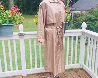 SALE 19.99Shiny ,Rain Coat  Khaki Trenchcoat , L