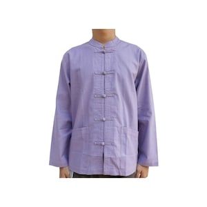 Camicia da uomo in cotone Kung Fu Tai Chi a maniche lunghe viola