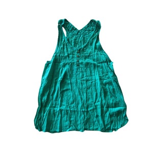 Women’s  Bohemian Hippie Peasant Style Tank Top, Green Salu Cloth Blouse