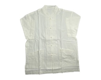 Men's Short Sleeve Chinese Collar Meditation Shirt Off White