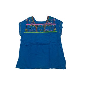 Chemisier à manches courtes de style paysan hippie bohème avec broderie pour femmes, chemisier en tissu Salu bleu sarcelle