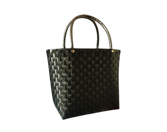 Small Plastic Handwoven Tote Summer Basket Market Bag