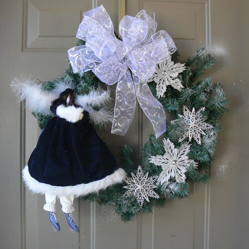 Winter shops Wonderland Wreath, Angel Wreath, Holiday Wreath, Front Door Wreath