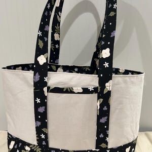 TOTE BAG / Shopping bag large  - black floral