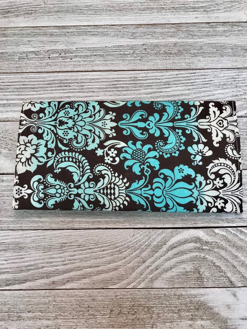 Baroque Print Women/'s Wallet in Brown and Teal Ombre