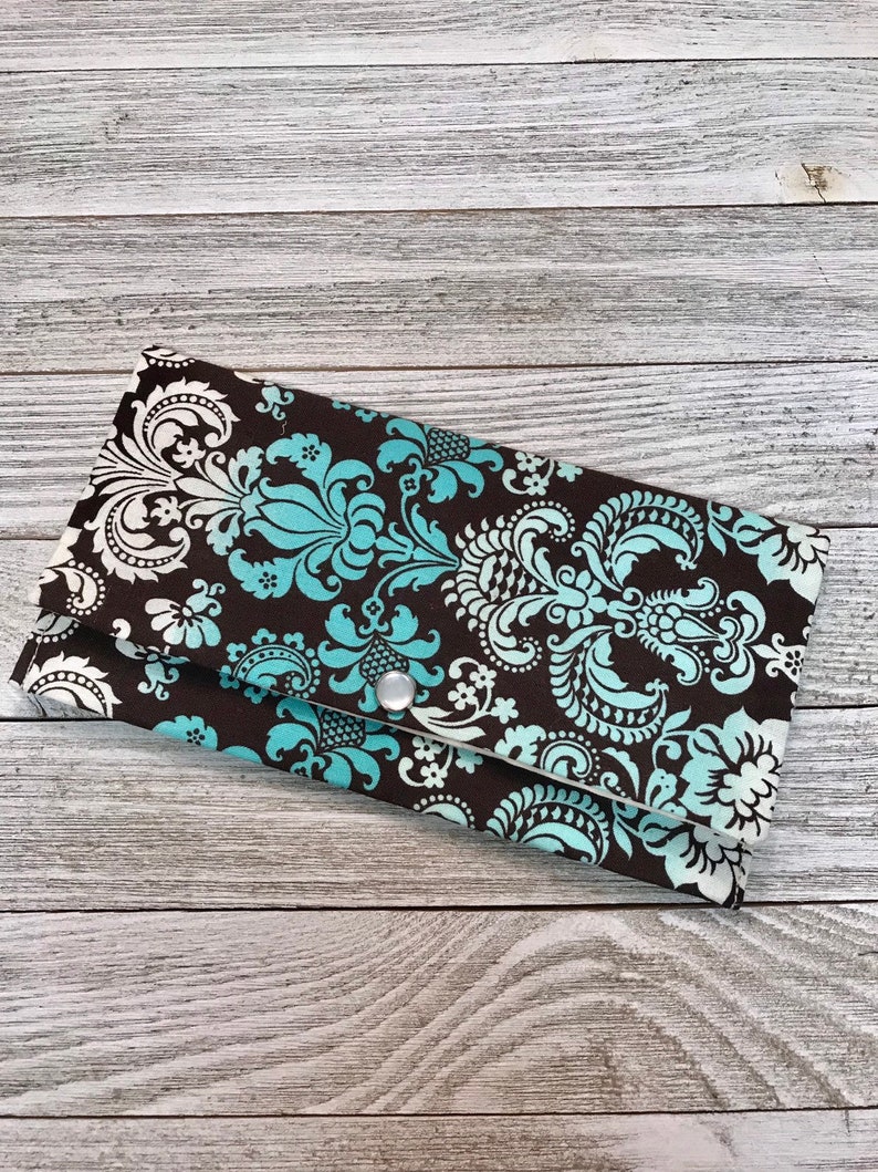 Baroque Print Women/'s Wallet in Brown and Teal Ombre