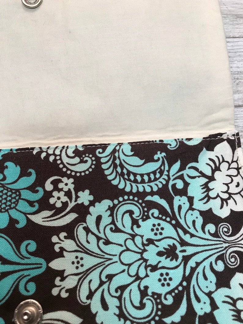 Baroque Print Women/'s Wallet in Brown and Teal Ombre