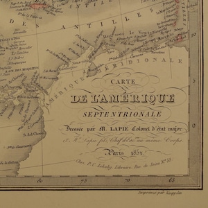 USA antike Landkarte LARGE 1851 original alte Landkarte von Nordamerika Kontinent vintage datiert Landkarten Kanada Mexiko 20x27"