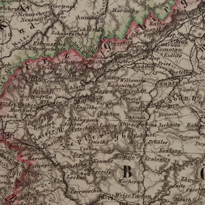 CZECHIA Antike Landkarte von Tschechien 1876 original alter handkolorierter Druck - Vintage Poster Schlesien Böhmen Sachsen historische datiert Karten